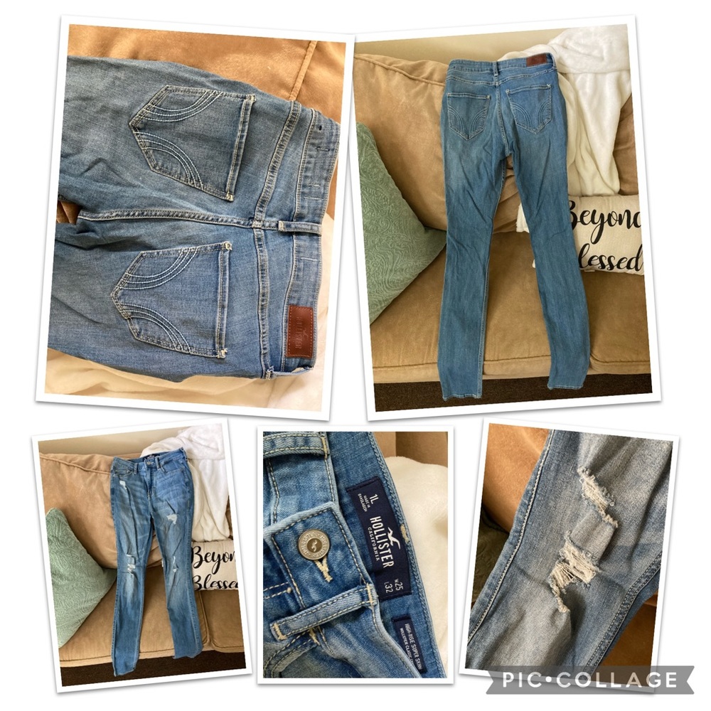 Hollister Women’s distressed 1L medium wash jeans